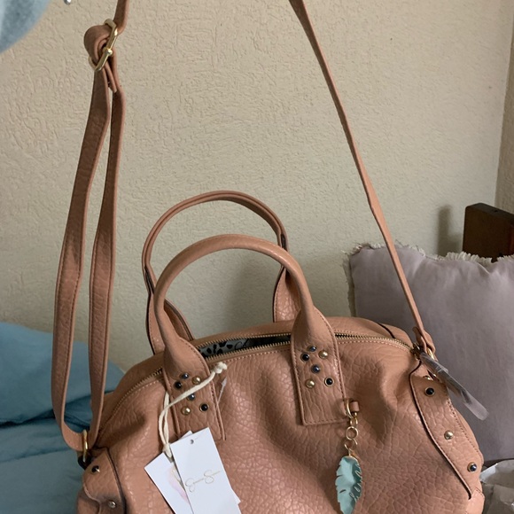 Jessica Simpson Tan Satchel with Feather Accent - Picture 6 of 6